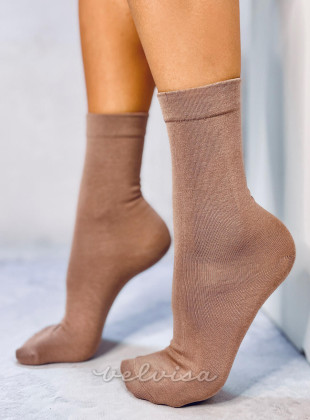 Gladke višje ženske nogavice mocca