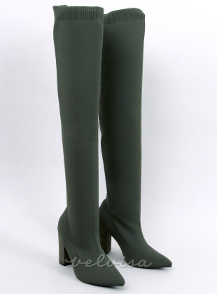 Zeleni visoki škornji z elastičnim zgornjim delom