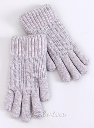 Rokavice s pletenim vzorcem svetlo sive