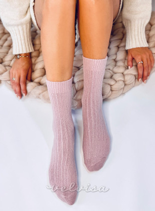 Rožnate tople ženske nogavice