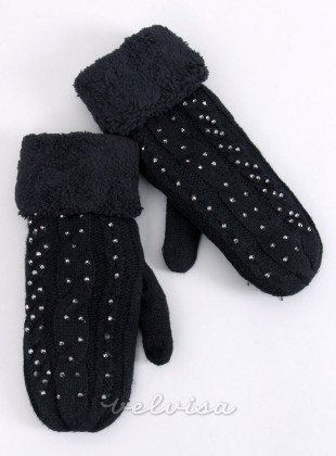 Okrašene ženske rokavice - palčniki črne