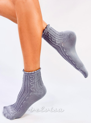 Ženske nogavice z volančki v barvi sivke