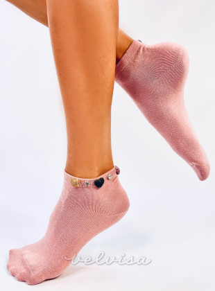 Rožnate nogavice s srčki