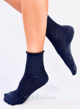 Temno modre ženske nogavice brez vzorca
