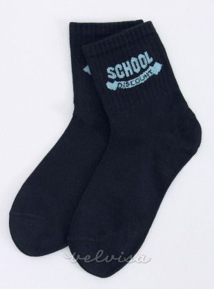 Črne bombažne nogavice SCHOOL