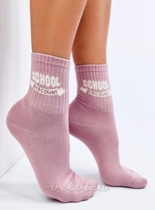Rožnate bombažne nogavice SCHOOL