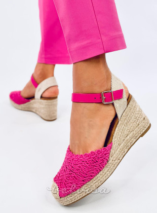 Sandali - espadrile s klinasto peto rožnati
