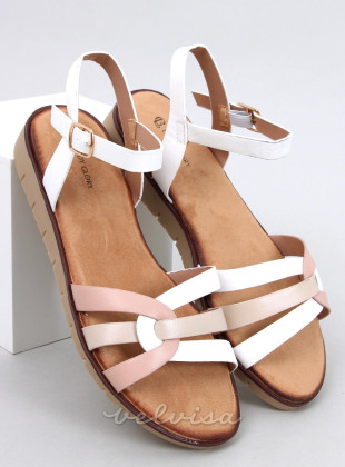Nizki sandali beli/rožnati
