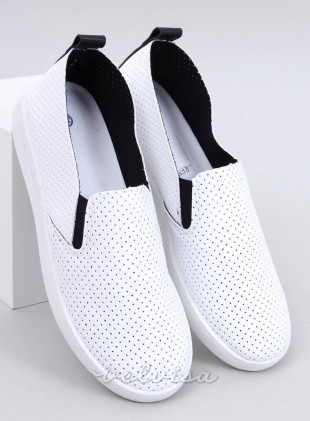 Perforirane slip-on teniske bele/črne