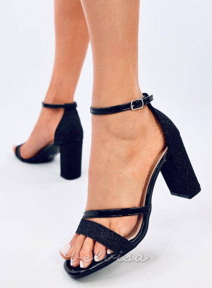 Elegantni metalik sandali črni