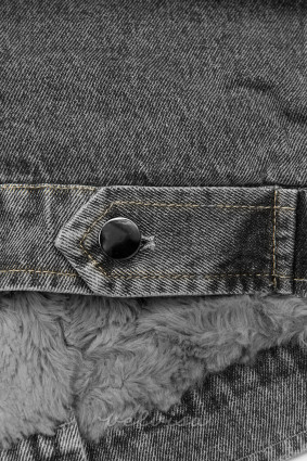 Siva jeans jakna s sivim krznom