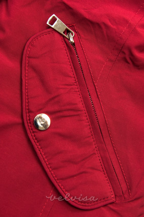 Obojestranska jakna z elastiko v pasu vinskordeča/črna