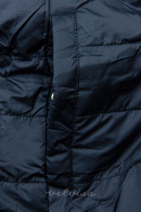 Obojestranska jakna z elastiko v pasu temno modra/modra