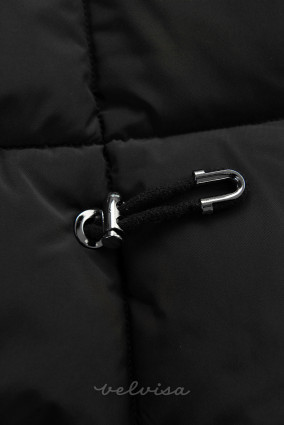 Črna zimska jakna s kapuco