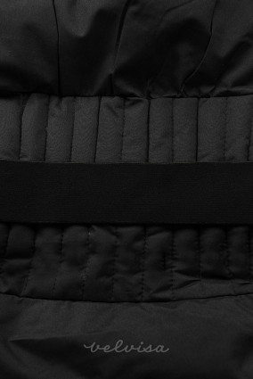 Črna zimska jakna s pasom