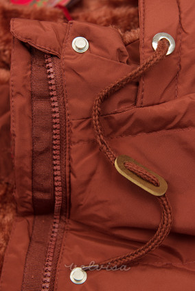 Rjavordeča zimska bunda s podlogo iz pliša