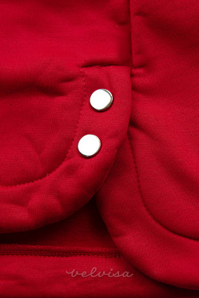 Rdeča jopica s sivo pleteno kapuco
