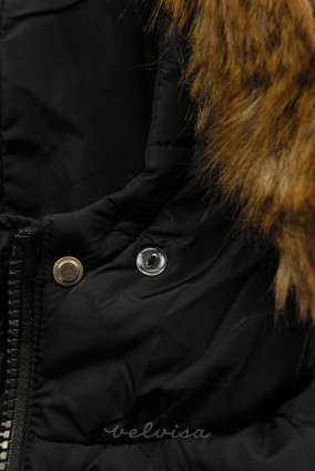 Črna zimska bomber jakna, daljši kroj