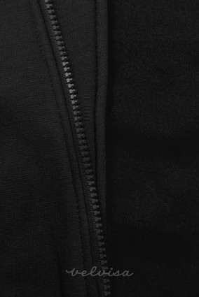 Črna jopica s podlogo z vzorcem v kapuci