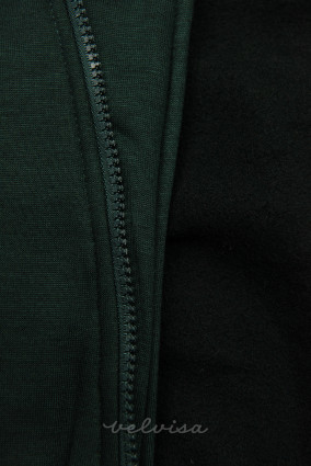 Smaragdnozelena jopica s podlogo z vzorcem v kapuci
