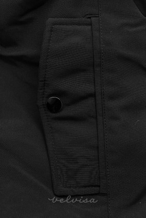 Obojestranska zimska jakna s krznom črna/karamelna