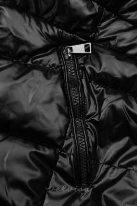 Črna zimska jakna z leskom in snemljivim krznom
