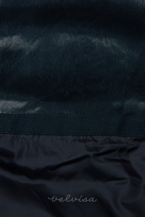 Temno modra zimska bunda s pasom