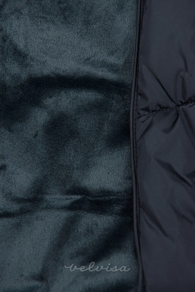 Temno modra zimska bunda z visokim ovratnikom
