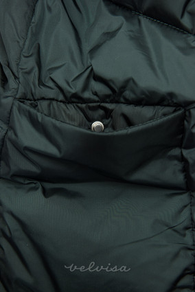 Temno zelena zimska bunda z visokim ovratnikom
