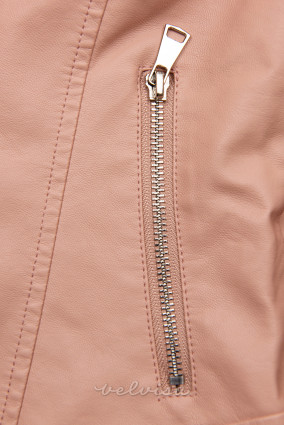Rožnata basic jakna iz umetnega usnja