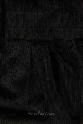 Črne hlače z zavezovanjem v pasu