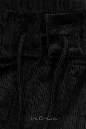 Črne hlače z zavezovanjem v pasu