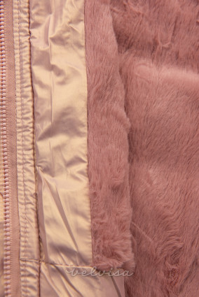 Rožnata zimska dekliška jakna s torbico