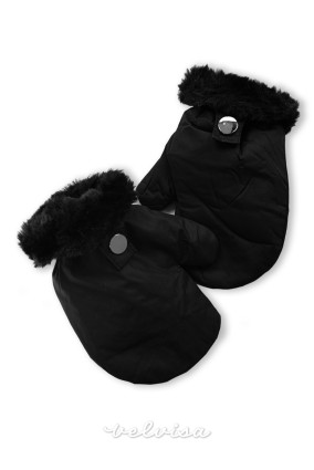 Črna zimska jakna z rokavicami