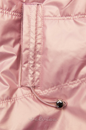 Biserno rožnata prehodna jakna s kapuco