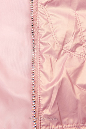 Biserno rožnata prehodna jakna s kapuco