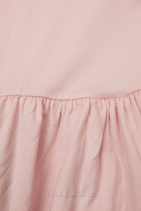 Svetlo rožnata bombažna obleka v A-kroju