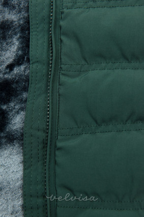 Zelena zimska jakna s sivim plišem