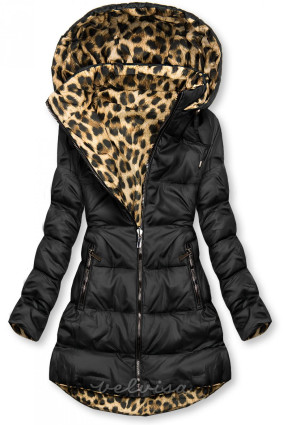 Obojestranska jakna črna/leopardja