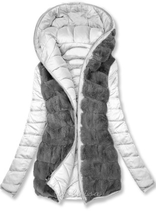 Obojestranska podložena jakna bela/siva