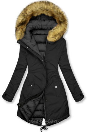 Obojestranska zimska jakna s krznom črna