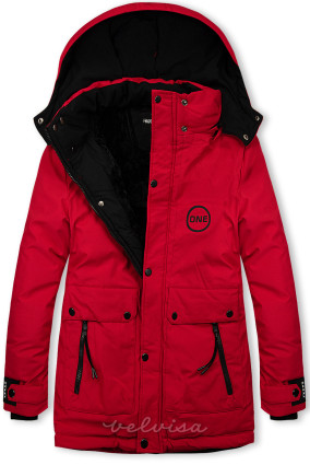 Fantovska zimska jakna rdeča/črna