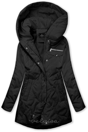 Črna pomladna jakna v A-kroju