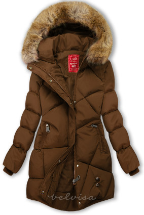 Rjava zimska jakna s kapuco