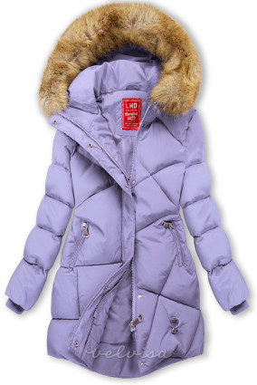 Svetlo vijoličasta zimska jakna s kapuco