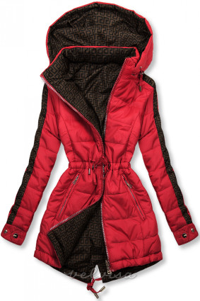 Rdeča/rjava obojestranska jakna s polnilom