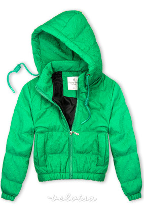 Zelena pilotska jakna s kapuco