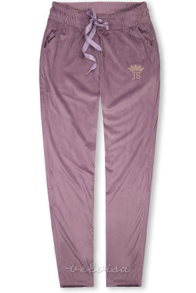 Robidno vijolične žametne športne hlače