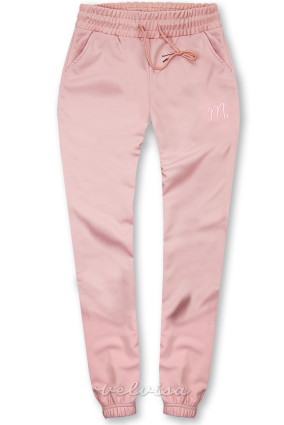 Rožnate športne hlače z žepi