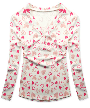 Majica s potiskom src bela/rožnata HEART10